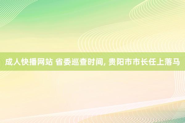 成人快播网站 省委巡查时间， 贵阳市市长任上落马