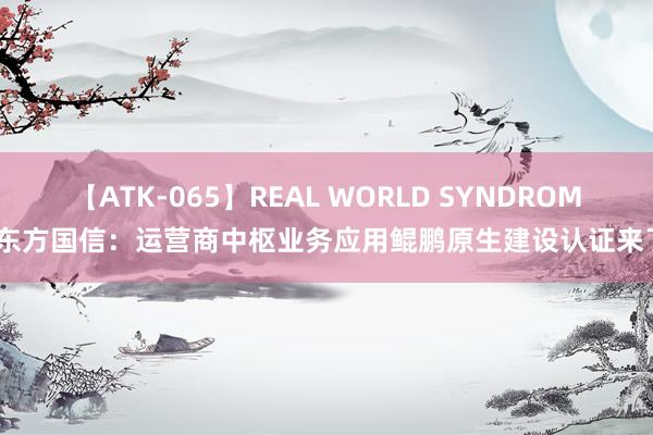 【ATK-065】REAL WORLD SYNDROME 东方国信：运营商中枢业务应用鲲鹏原生建设认证来了！