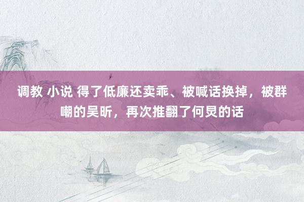 调教 小说 得了低廉还卖乖、被喊话换掉，被群嘲的吴昕，再次推翻了何炅的话