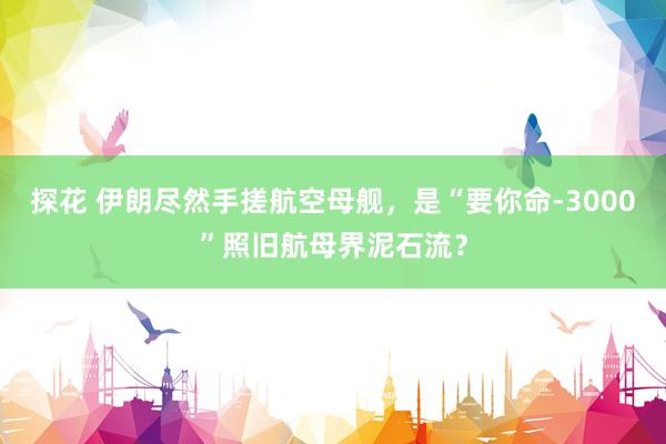 探花 伊朗尽然手搓航空母舰，是“要你命-3000”照旧航母界泥石流？